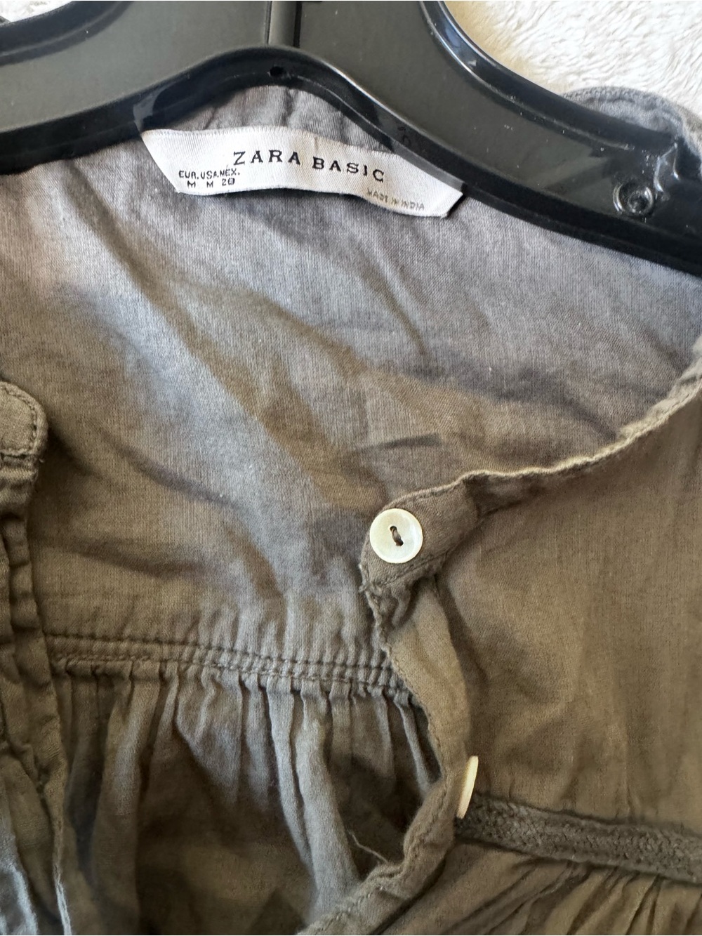 Zara Cotton Lightweight Pintuck Shirt Tunic M Pocket Top Dress Boho Cottagecore - Picture 6 of 15